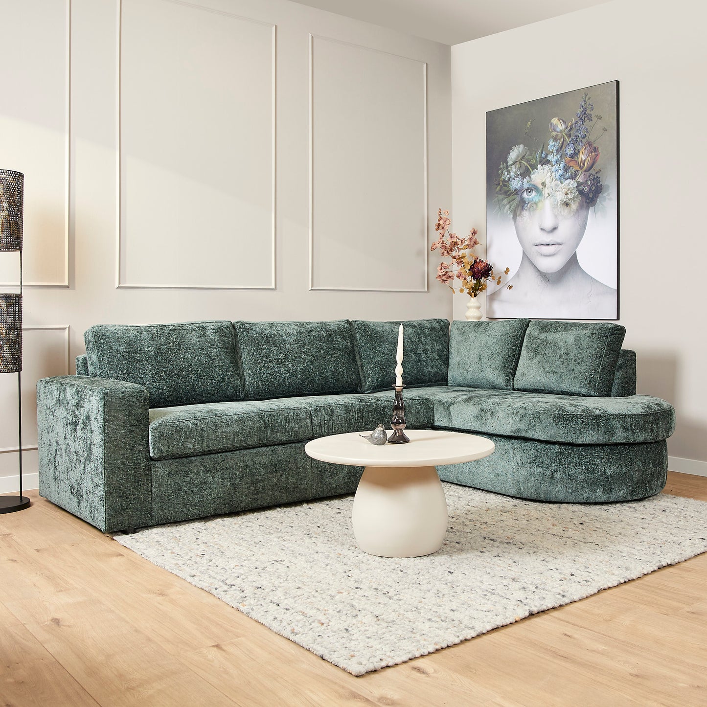 MySofa Alma | 2,5 zits + Divan Rechts | Green | Trenza 21