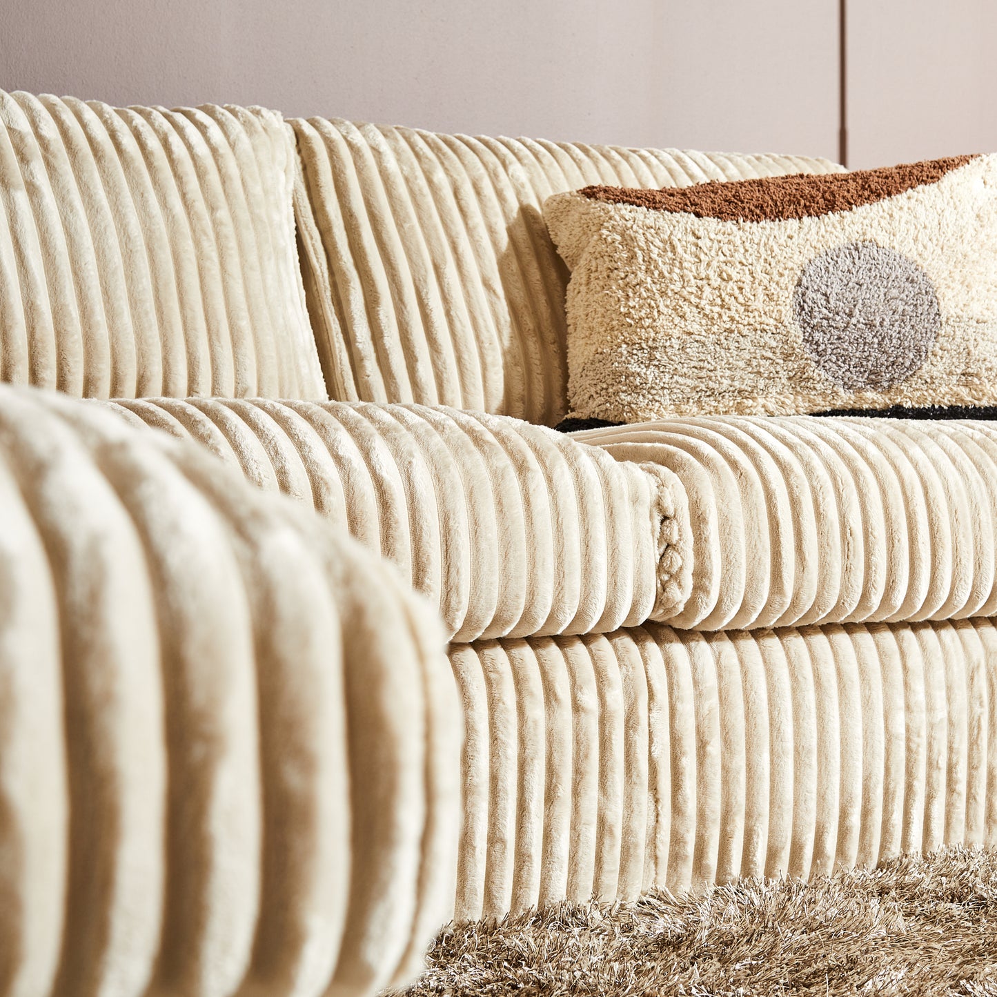 MySofa Teddy | 2,5 zits + Divan Rechts | Beige | Tilia 03