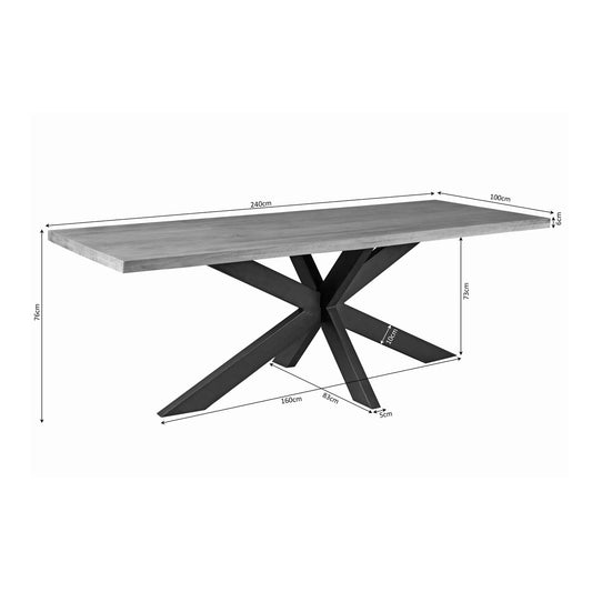 Eettafel Denver | 240 cm | Rechthoek | Matrixpoot