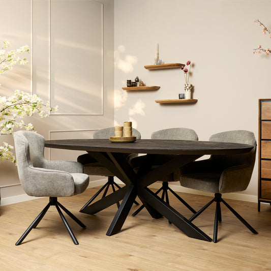 Eettafel Brandy Black | 210 cm | Ovaal
