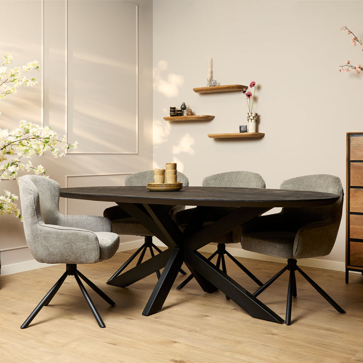 Eettafel Brandy Black | 210 cm | Ovaal
