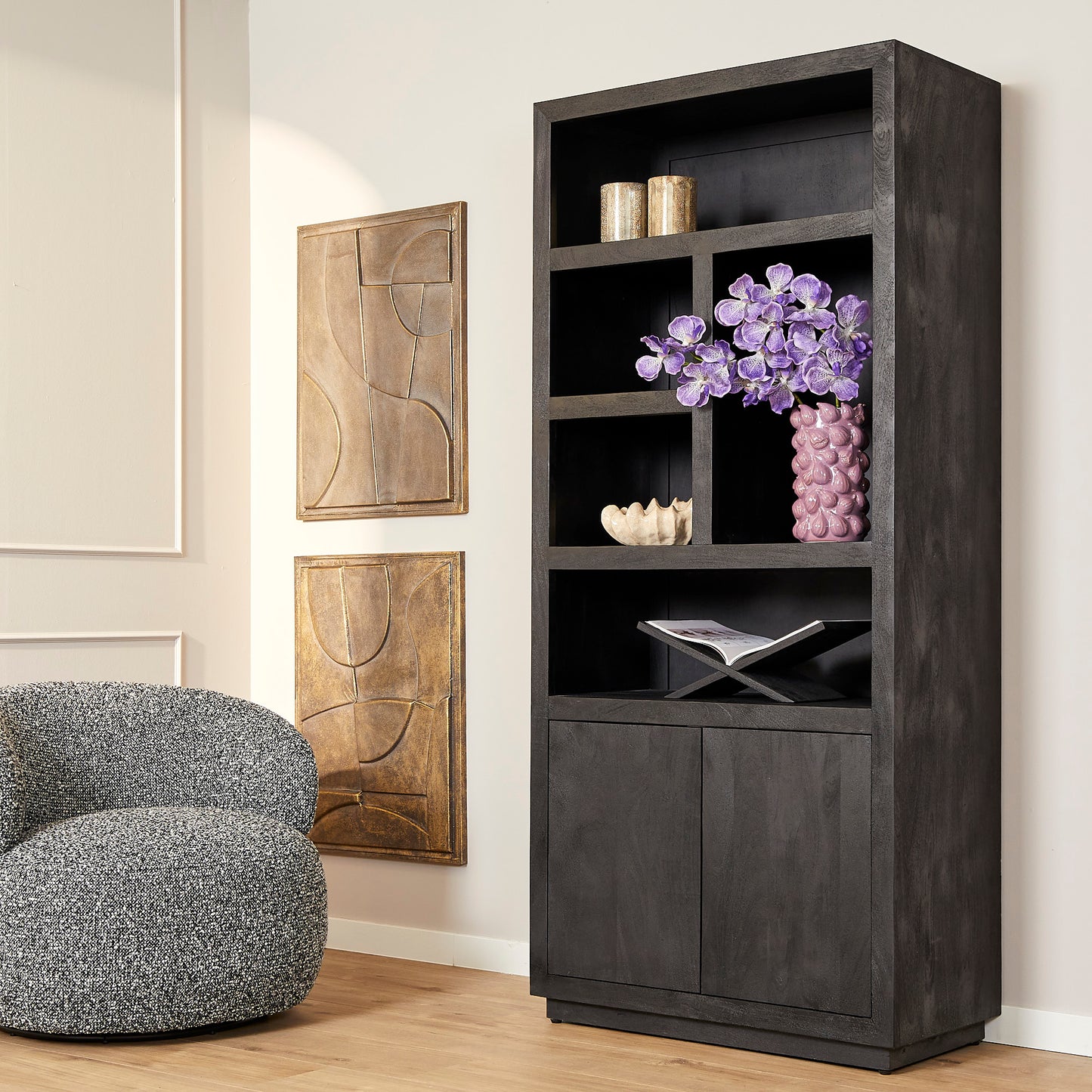 Vakkenkast Brussel Black | 5 vakken – 2 deuren