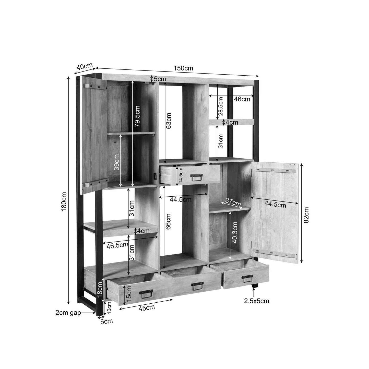 Vakkenkast Boaz | 150 cm