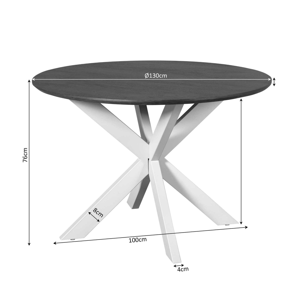 Eettafel Madison Brown | 130 cm | Poot Sand