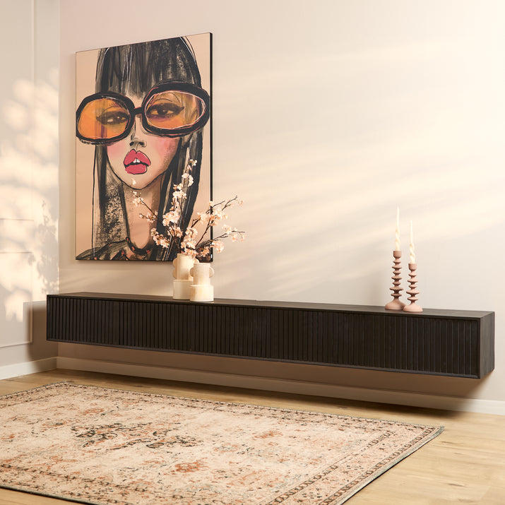 Zwevend tv meubel Madison Black | 280 cm