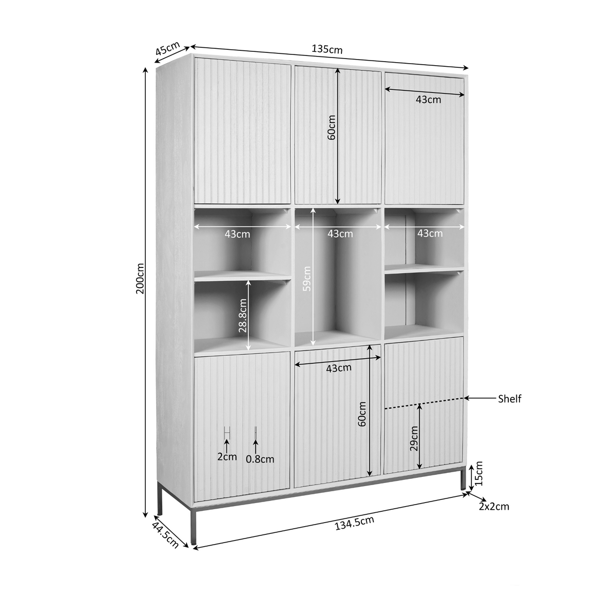 Vakkenkast Madison XL Natural | 135 cm