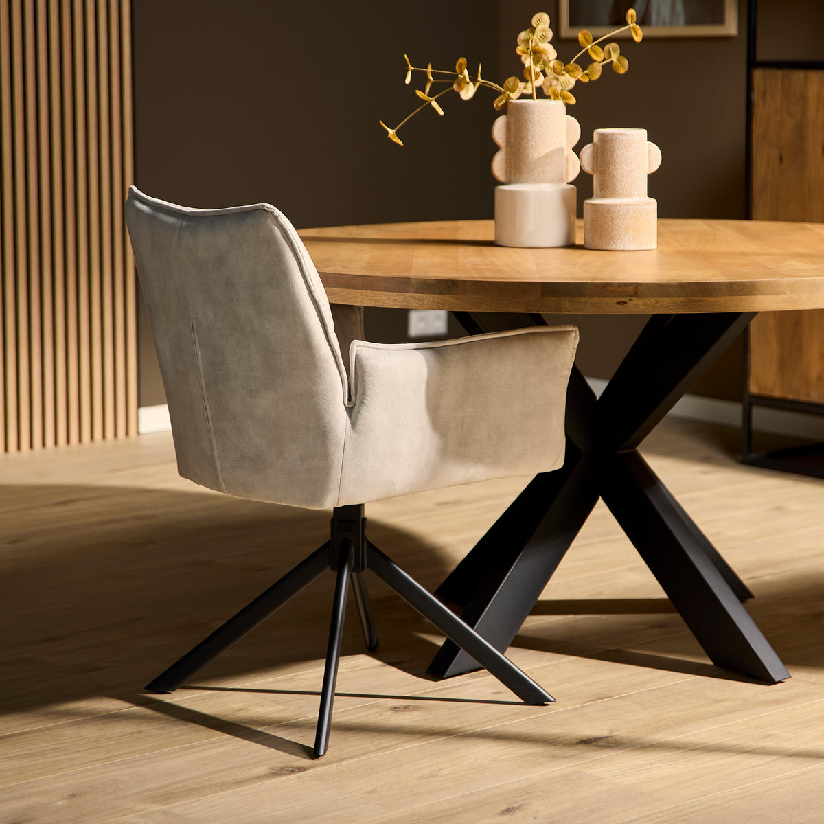 Eetkamerstoel Dani Velvet | Champagne | Met armleuning