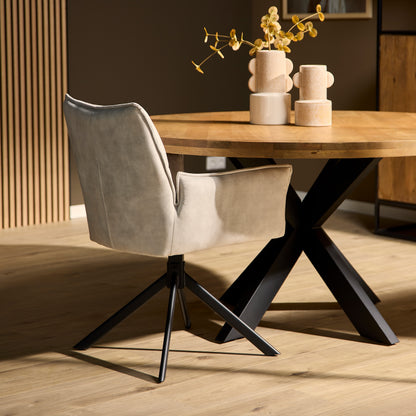 Eetkamerstoel Dani Velvet | Champagne | Met armleuning