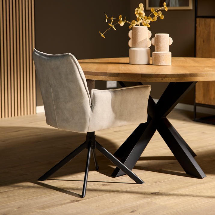 Eetkamerstoel Dani Velvet | Champagne | Met armleuning