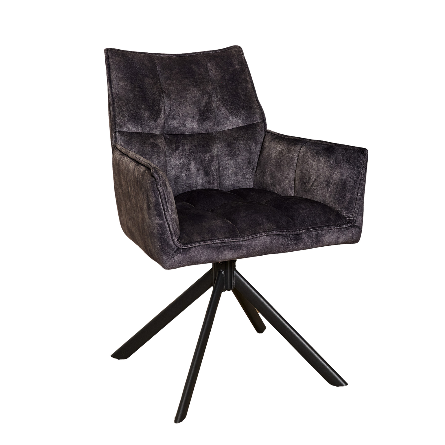 Eetkamerstoel Dani Velvet | Antraciet | Met armleuning