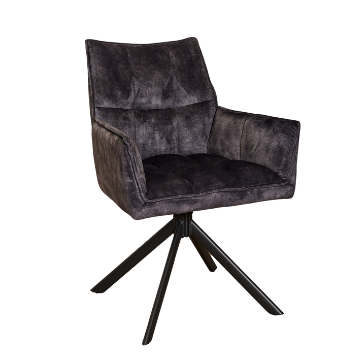 Eetkamerstoel Dani Velvet | Antraciet | Met armleuning